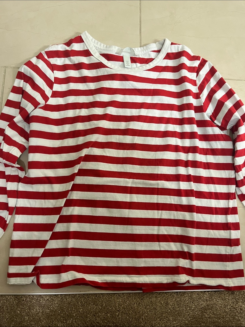 H&M Red and White Striped Long-Sleeve Tee